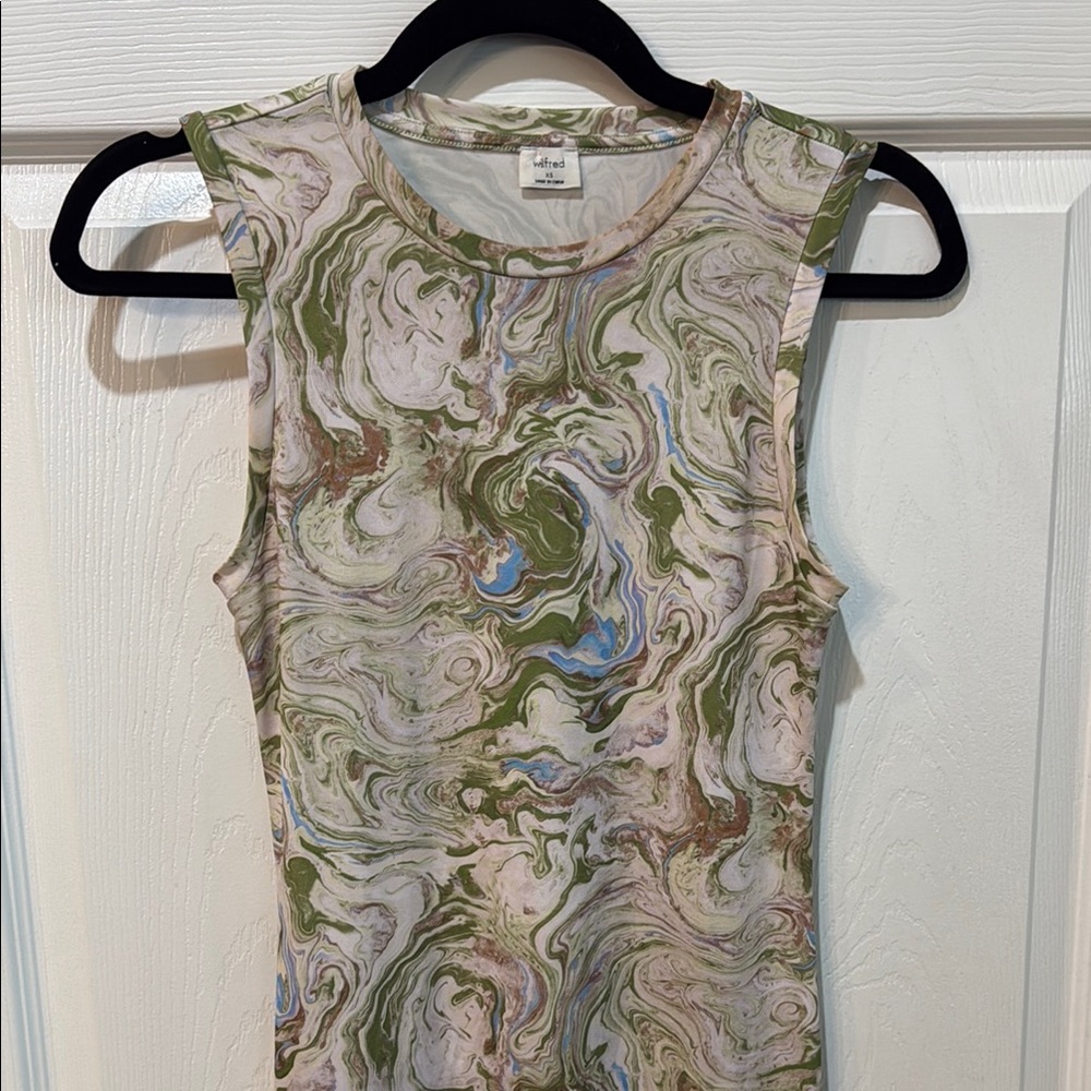 (D8) Wilfred XS Elegant Marble Print Sleeveless Dress - Picture 4 of 6